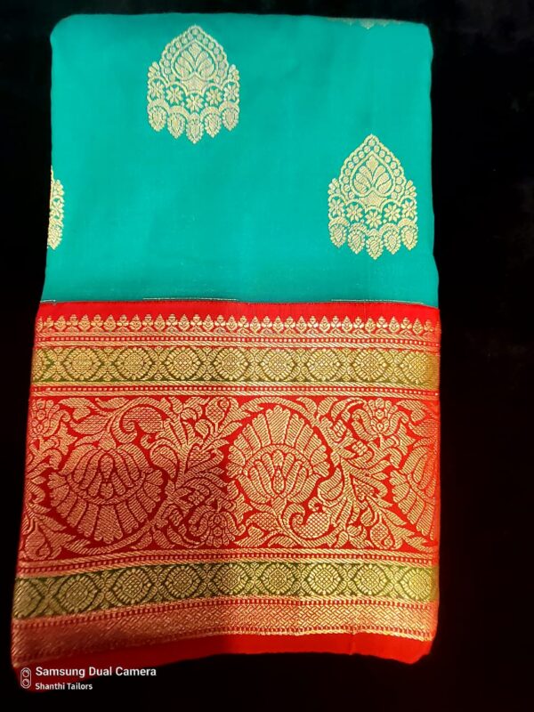 Light Blue with Red | Semi Kanchipuram Saree