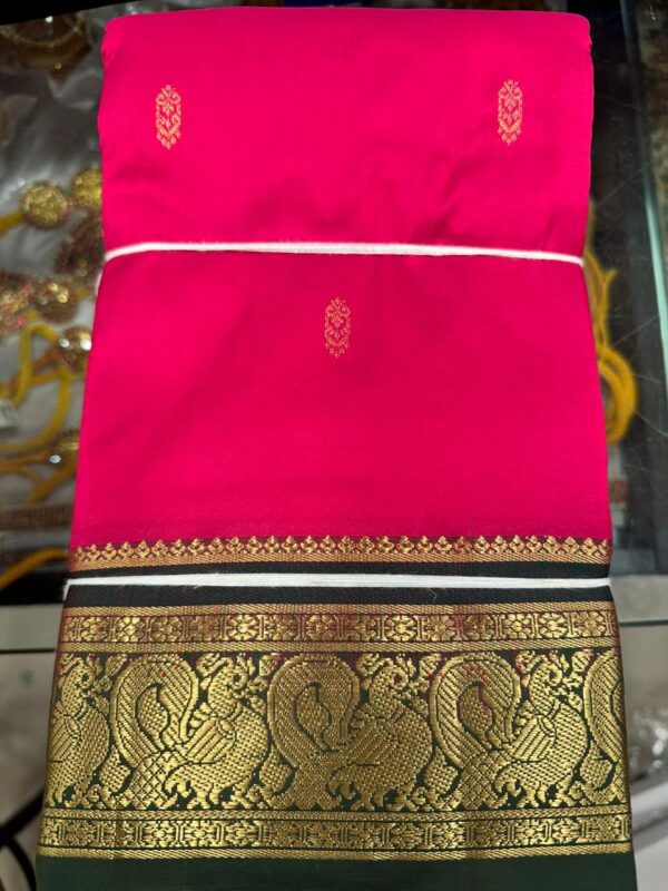 Pink with Dark Blue | Dharamvaram Silk Saree