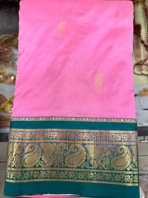 Lotus Pink with Ramar Green | Dharamvaram Silk Saree