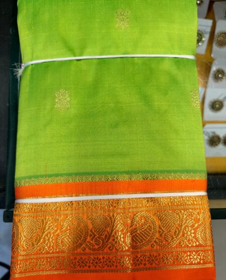 Sneha Green with Orange | Dharamvaram Silk Saree