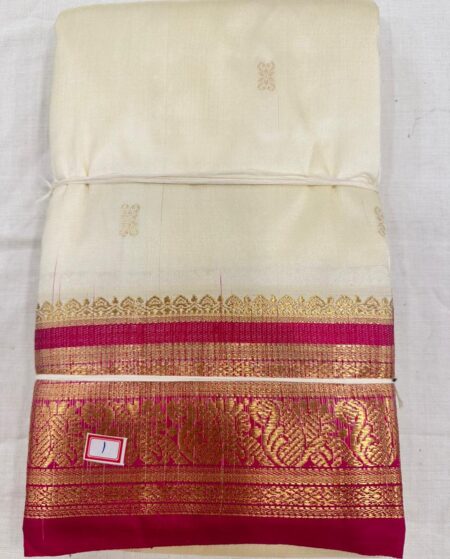 Offwhite with Pink | Dharamvaram Silk Saree