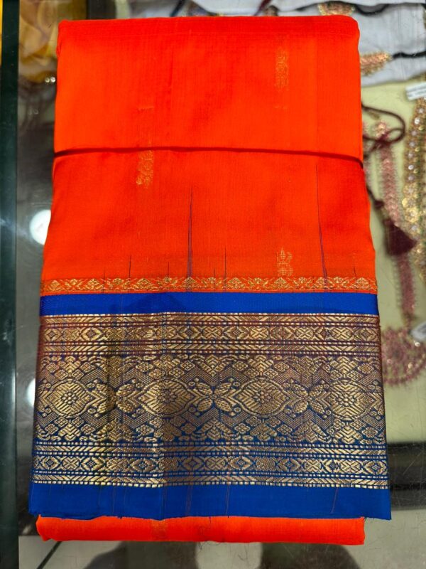 Orange with Royal Blue | Dharamvaram Silk Saree