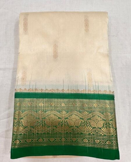 Offhwite with Green | Dharamvaram Silk Saree