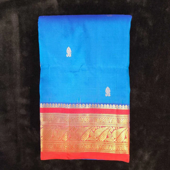 Blue-with-Red-Dharmavaram-Silk-Saree-No-135_42417930699057