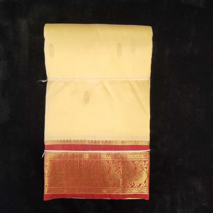 Cream-with-Red-Dharmavaram-Silk-Saree-No-129_42417890492721