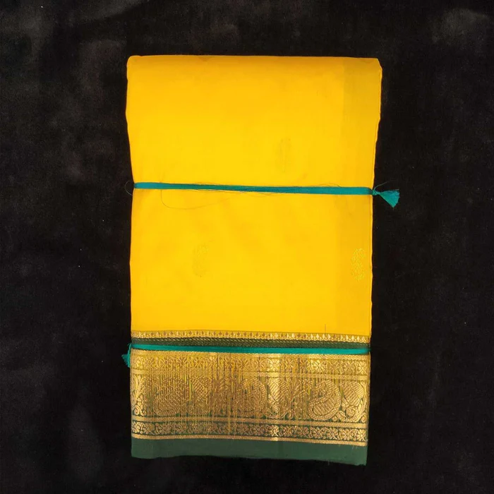 Yellow-with-Green-Dharmavaram-Silk-Saree-No-132_42418074845489